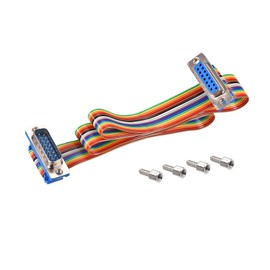 DMiotech 1 Pack 15 Pins IDC Flat Ribbon Cable 50cm Length 2.54mm Pitch DB15 Male to Female Breadboard Jumper Wires for Electronic Projects