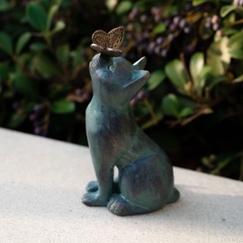 iHeartCats Cat Memorial Figurine with Butterfly - Cat Statue Pet Memorial Gifts