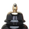 Homeroots 14" Black And Gold Abstract Urn Ceramic Ginger Jar