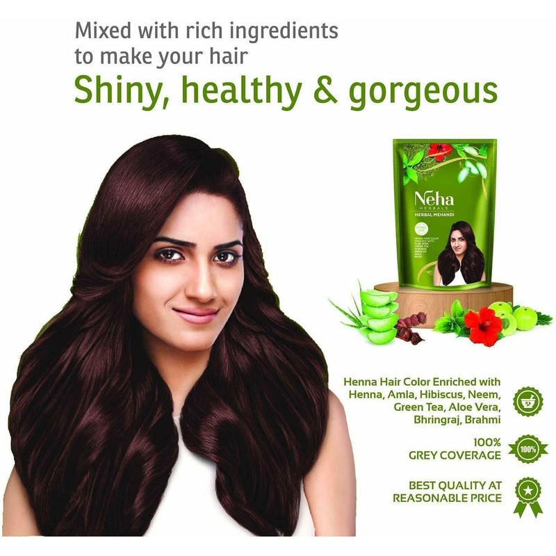 Neha Herbal Mehandi (Henna) 100% Herbal Enriched With ALOE VERA,