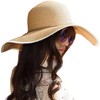 Lanzom Ladies 5.5" Large Bow Straw Hat Foldable Roll Up