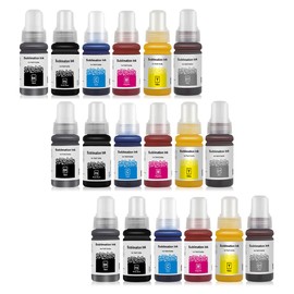 CoYlBod 18x70ML Sublimation Ink Refillable for Epson ET-8550 ET-8500 Wide-Format Supertank Printers for Heat Transfer (6 Color, BK,PB,C,M,Y,GR)