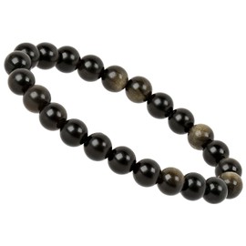 Eledoro PowerBead, Women’s Stretch Bead Bracelet, Made of 8 mm Gemstone Beads, 17 - 18 cm, gemstone, black
