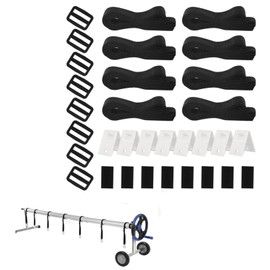Floatdream Set of 8 fastening straps and clips, pool reel device, retaining straps for pool film, solar film, fastening straps and clips, accessories for mobile reel system