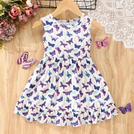 Girls Dresses Todder Summer Dress for Girl Butterfly Dress Back Bowknot Sleeveless Dress Kids Birthady Party Sundress 6t