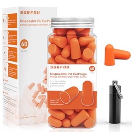 SURFOU Ear Plugs for Sleeping 60 Pairs, Noise Reduction 38 dB, Reusable & Environmentally Friendly, Comfortable Fit for Side Sleepers, Ideal for Travel, Home & Study, Orange
