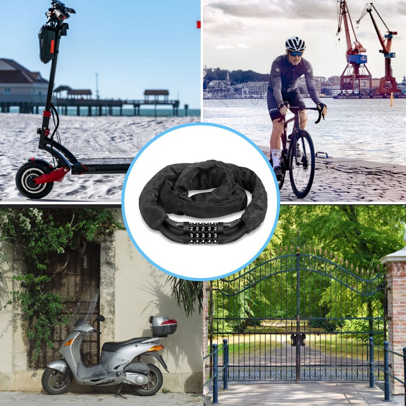 Bomkim Bicycle Lock, High Security Level 5-Digit Code Chain Lock,