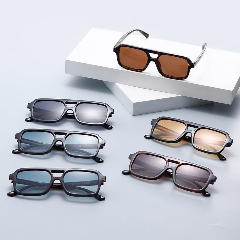 WDZAYXC Stylish Rectangular Sunglasses for Men and Women, UV Protection,