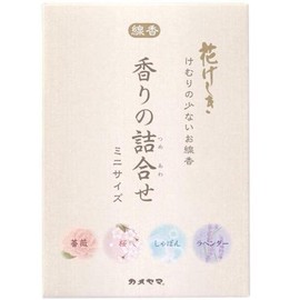 Kameyama Hanageshiki Assorted Fragrances, Mini Size, Approx. 0.9 oz (25 g) x 4 Types, Incense Sticks