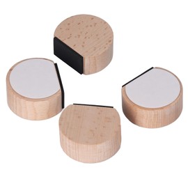 4 Pcs Floor Door Stoppers, Wooden Round Door Stops No Drilling Doorstop Wall Protector Ground Door Stops for Bedroom Living Bath Shower Room Office