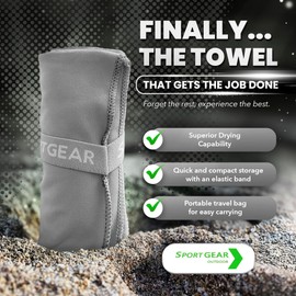 SPORT GEAR Quick Dry Camping & Travel Towel-Microfiber Travel Sports Towel, Microfiber Beach & Gym Sweat Towels For Men & Women Body, Travel Towels Fast Drying Lightweight, Quick Dry Towels For Travel
