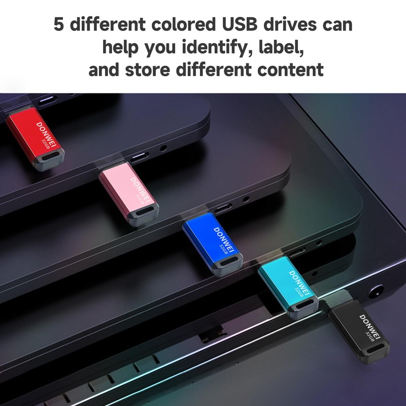 DONWEI 32GB USB Stick Flash Drives 5 Pack USB Memory