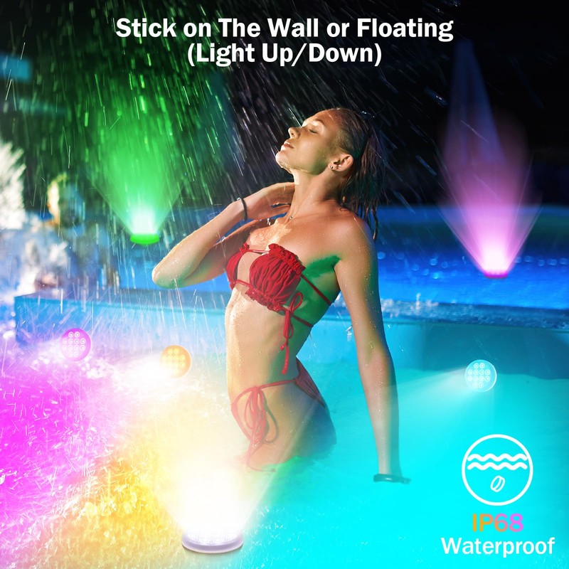 Pool Lights, 2025 Upgraded Ultra-High Brightness Rechargeable Submersible Pool Lights