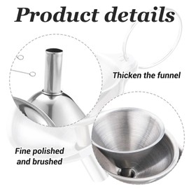 3pcs Stainless Steel Funnel Set - Durable, Leak-Proof, Multipurpose Funnels for Kitchen, Cooking, and Filling Bottles, Jars, or Containers