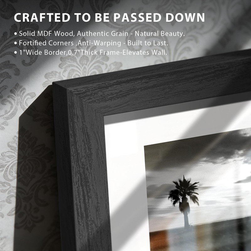 KissNow 11x17 Picture Frame 5 Pack, Black Solid Wood Poster