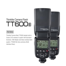 Godox Flash TT600S - 2.4G Wireless X System, High-Speed Sync, Compatible with Sony DSLR Cameras. Powerful GN60, Quick Recycle, and Versatile Flash Modes