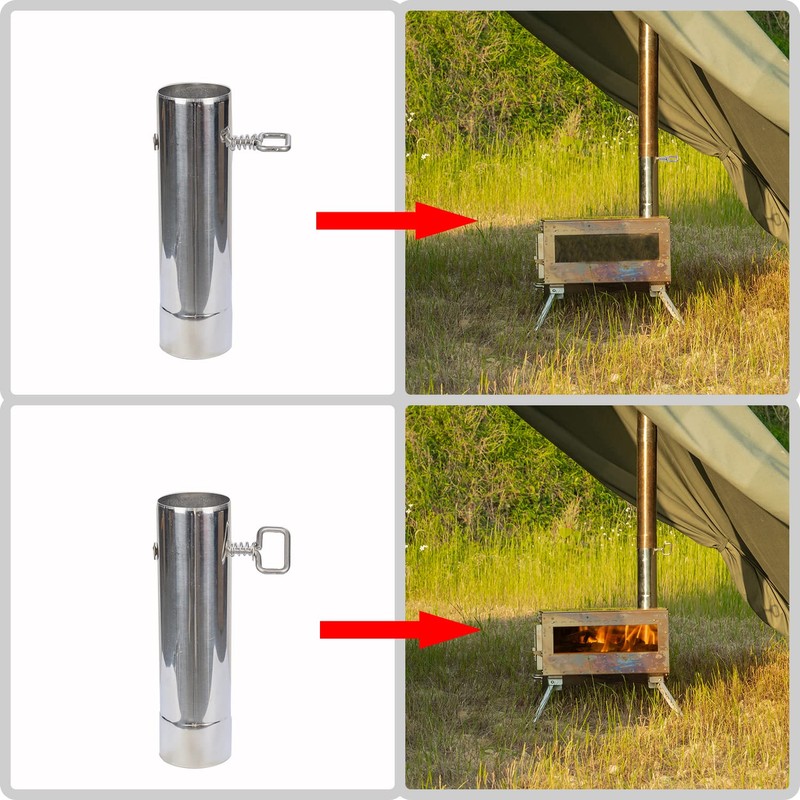SoloWilder 6cm/2.36" Stove Pipe with Damper Thick Heat Resistant Chimney