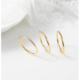 Zakk Women's Men's Ring Slim Stainless Steel Rose Gold Silver Polished Plain Knuckle Rings Set of 3 Rings 1.5 mm, Stainless Steel