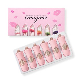 Cuidado de Labios de Larga Duración Con 6 Piezas de Lápiz Crystal Clear Flower Jelly, Tinte Hidratante y Bálsamo Que Cambia de Color