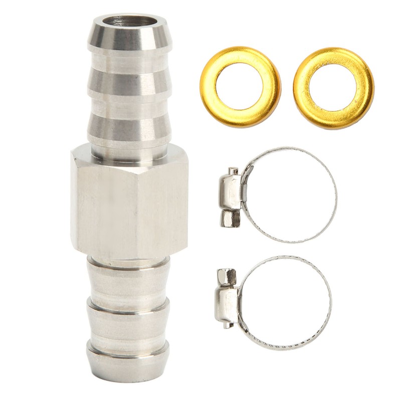 Fuel Line T Fitting Adapter 304 Stainless Steel Pressure Gauge