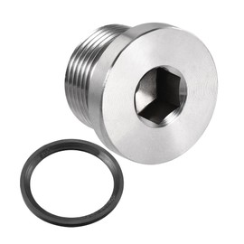 uxcell Stainless Steel Inner Hex Head M22x1.5 Pipe Fitting Plug with Seal Ring for Terminate Pipe Ends