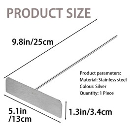 Hikiwin - Esparcidores de masa de acero inoxidable en forma de T, herramienta práctica para crepe o cocina casera, herramienta en forma de T de metal para panqueques, plata, mango de 9.8 pulgadas, 1