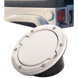 PKEDUO White Gas Cap Cover Fuel Filler Door Cover Compatible with 2007-2017 Wrangler JK JKU 2/4-DOOR(NOT FOR 2018+ JL MODELS)