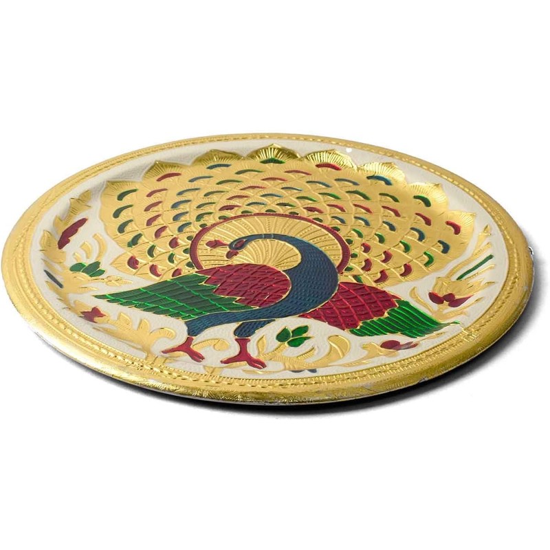 Karwa Chauth/Karva Chauth Special Decorative Puja/Pooja Thali/Platter with Beautiful Peacock