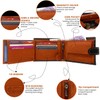 MOIRENTO Mens Black Wallet Orange Leather Trifold RFID Blocking Credit