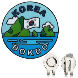 Korea-Themed Golf Ball Markers with Hat Clip – Korean Flag, Dok-do & Cultural Designs – Unique Gifts for Golfers (DOK-DO)