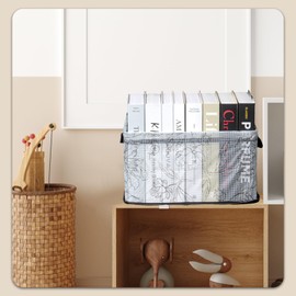 2 Pack Storage Boxes with Handle, Foldable Storage Basket for Shelves, Storage Bins for Organizing Home and Office-M