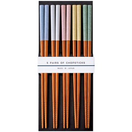Wakasa Lacquer Chopsticks Non-slip Linen, 8.9 inches (22.5 cm), Set of 5 Pairs for Visitors, Made in Japan 265106