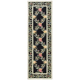 SAFAVIEH Chelsea Collection Runner Rug - 2'6" x 8', Black, Hand-Hooked French Country Wool, Ideal for High Traffic Areas in Living Room, Bedroom (HK60B)