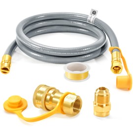 GasSaf 6 FT 1/2" ID Natural Gas Grill Hose with Quick Connect Fitting, Natural Gas Conversion Kit Suitable for Gas Grill, Generator, Patio Heater and More (with Sealing Tape)