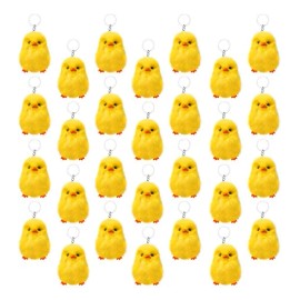 28 Llaveros Pequeños De Pollo De Pascua, Esponjosos, Mini Ll