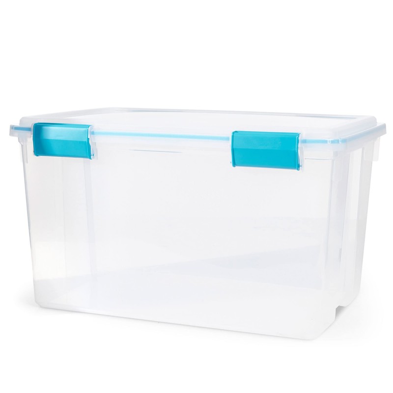 Sterilite 54 Quart Gasket Box in Clear with Blue Latches,