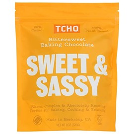 Tcho Bittersweet Baking Chocolate, Sweet & Sassy, 100% Plant Based, 66% Cacao, Perfect for Baking, Cooking & Snacking, Vegan, Kosher, USDA Certified Organic, Non-GMO, 8 Ounce (Pack of 6)