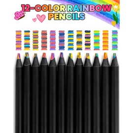 Art Supplies 12 Rainbow Colored Pencils,Teen Girl Gifts Trendy Stuff,Classroom Rewards & Student Prizes, Teacher Supplies, Back to School Party Favors for Boys & Girls,Stocking Stuffers for Kids