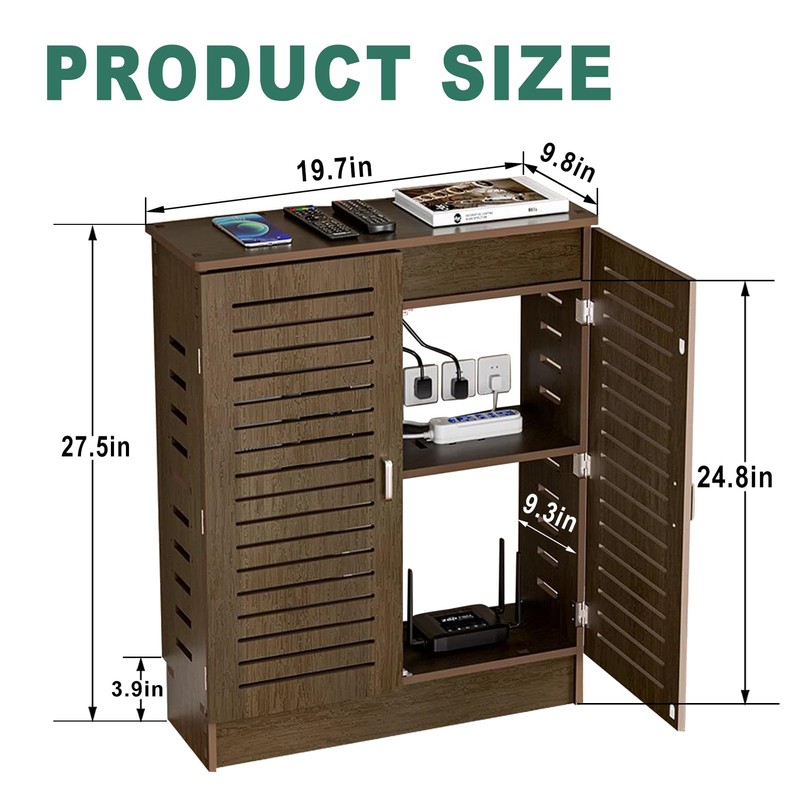 LXSEHN WiFi Router Storage Cabinet, PVC Floor Standing Router Storage