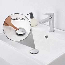 GORDEE Bathroom Sink Stopper P-Trap Complete Set Adjustable 1-1/4 Bottle Trap Solid Brass Sink Drain Kit Tube and Pop Up Drain Stopper Set with Overflow, Polished Chrome