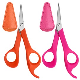 Precision Detail Scissors,Pointed Small Scissors,Stainless Steel Sharp Blades Craft Scissor with Safety Cap,Ideal for Embroidery Quilting Sewing Knitting Crafting,6 Inch Pink Orange