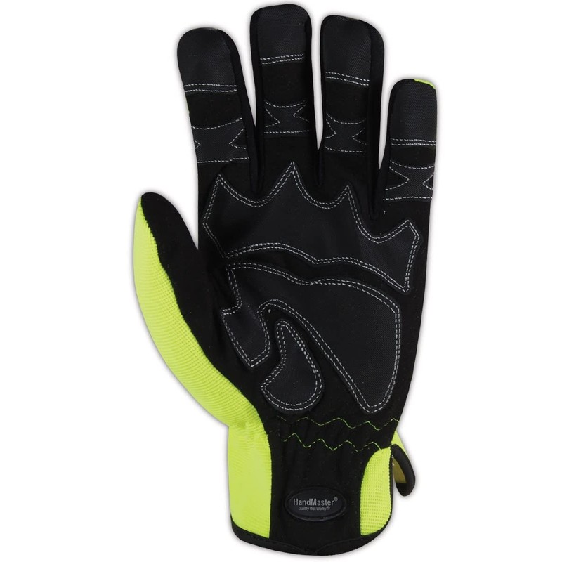 MAGID HandMaster High-Visibility Abrasion-Resistant Mechanics Gloves, 1 Pair, Size 8/Medium