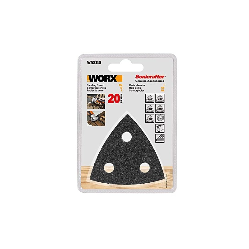 Worx WA2115 4 Sheets of 40/80/ 120/180/ 220 Grit Sonicrafter