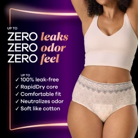 Always Discreet Boutique Incontinence and Postpartum Underwear for Women, Maximum Protection, Large, Rosy, 18 Count