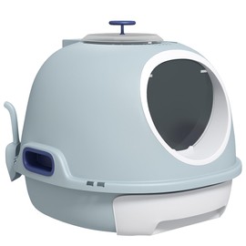 Modern, Hygienic Cat Litter Box with Front Entry, Top Exit, and Removable Stopper for Cleanliness - Includes Litter Scoop and Removable Tray for Easy Cleaning