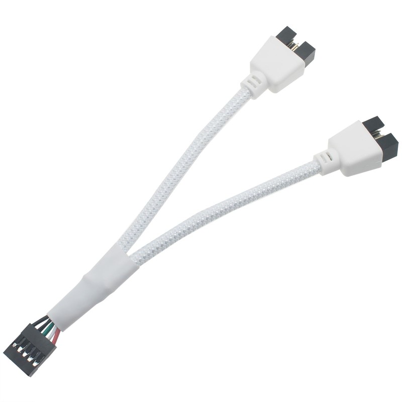 SYCZIOHU White USB 2.0 to Dual 9 Pin Extension Cable
