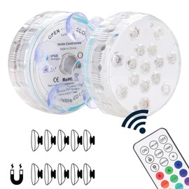 15 LED Submersible Led Pool Lights 16 Colors Underwater Pond Lights with Suction Cups IP68 Waterproof Bathtub Light for Fountain Aquariums