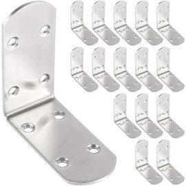 KEILEOHO 16 PCS Heavy Duty L Brackets, 3 x 3 Inch L Corner Brace, Stainless Steel L Bracket, 90 Degree Angle Shape Bracket for Joint Fixation for Shelf, Wood, Chair, Window, Furniture, Cabinet