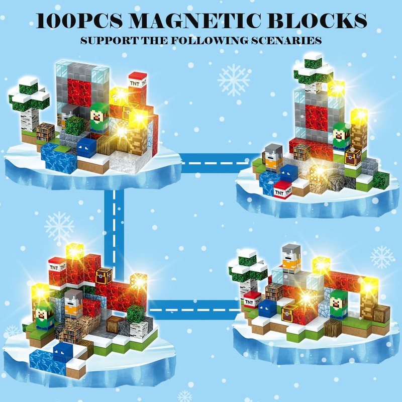 YISIMIN 100PCS 1" Light Up Magnetic Blocks Building Set, Building