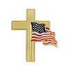 PinMart American Flag Gold Cross Religious Military Patriotic Lapel Pin